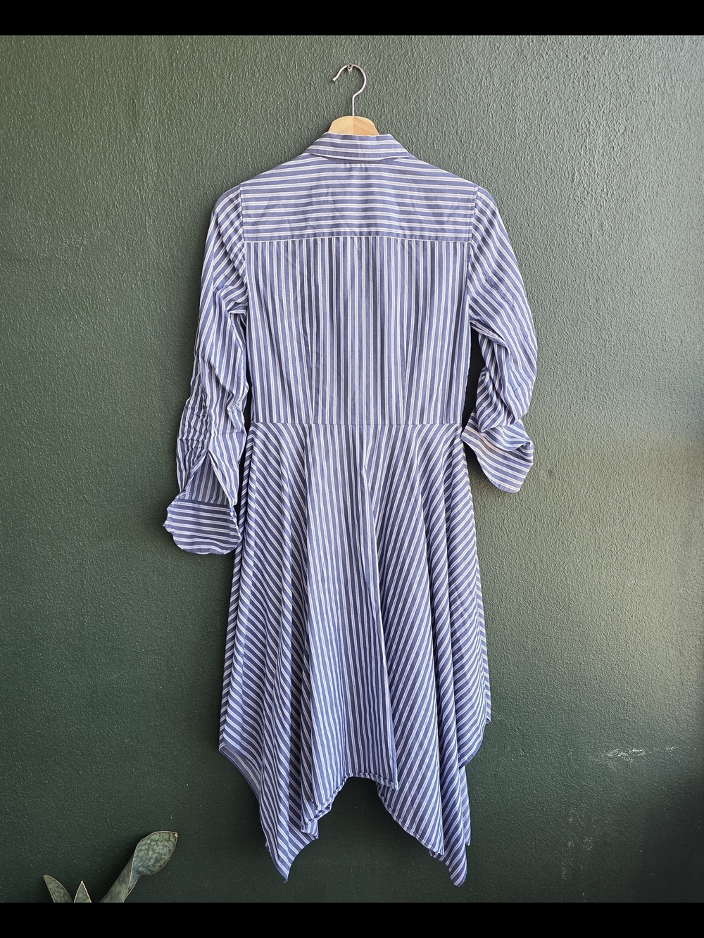 BCBGMaxAzria Blue & White Striped High-Low Shirt Dress - Picture 4 of 15